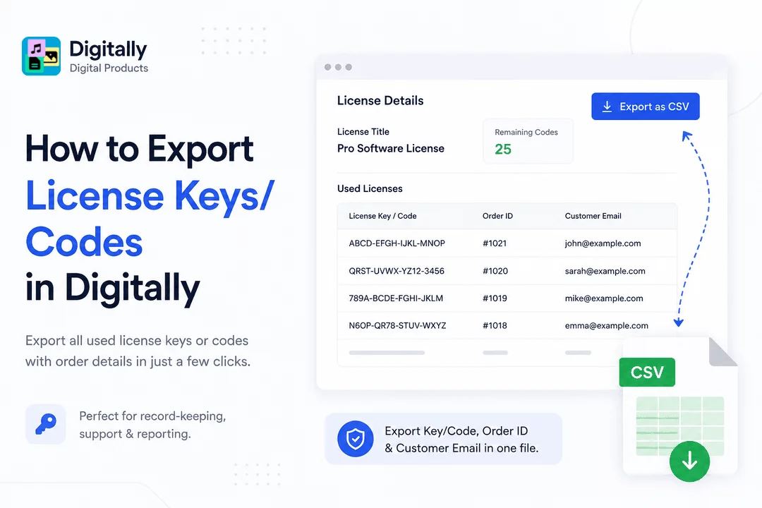 How to Export License Keys/Codes in Digitally – Digital Products