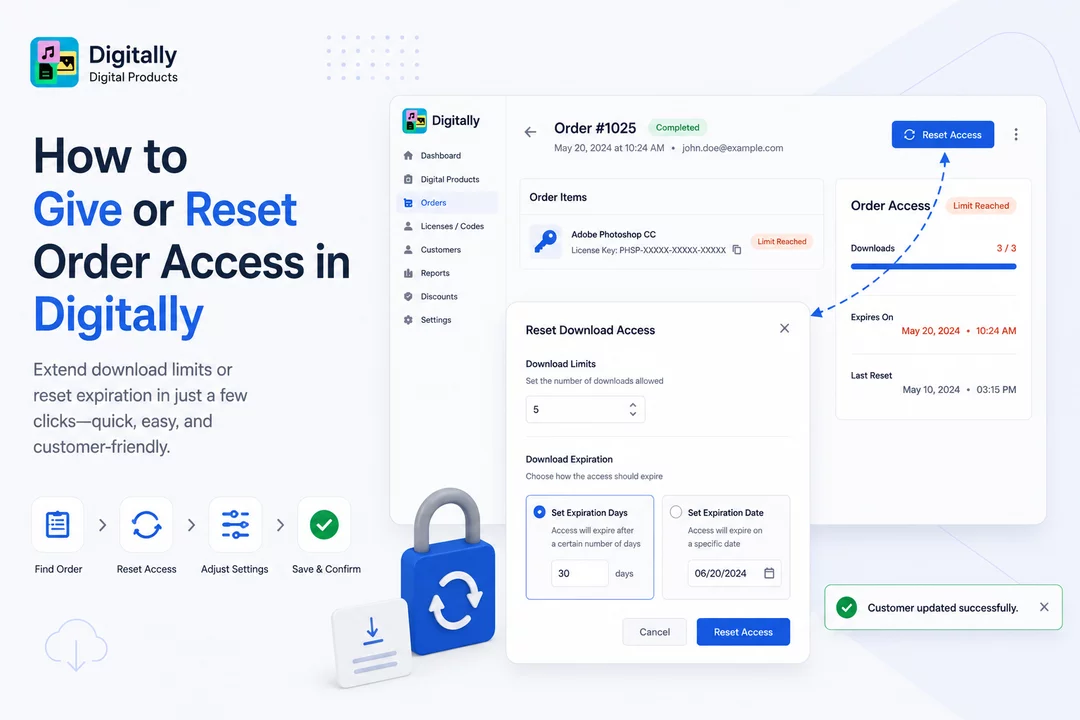 How to Give or Reset Order Access in the Digitally – Digital Products App