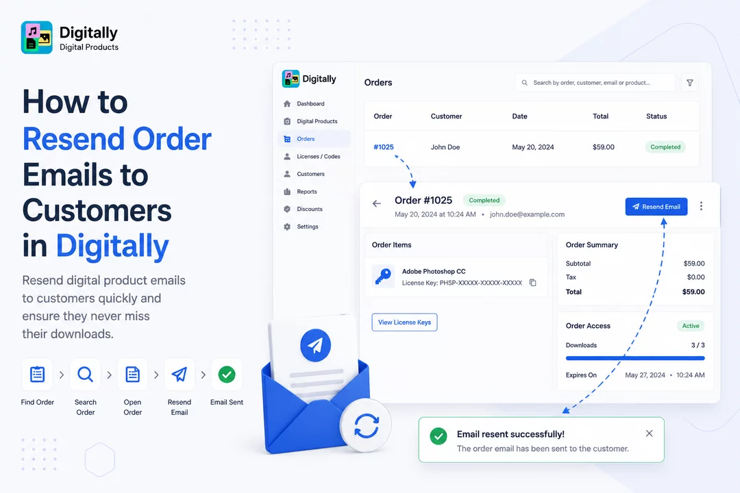 How to Resend Order Emails to Customers in the Digitally – Digital Products App