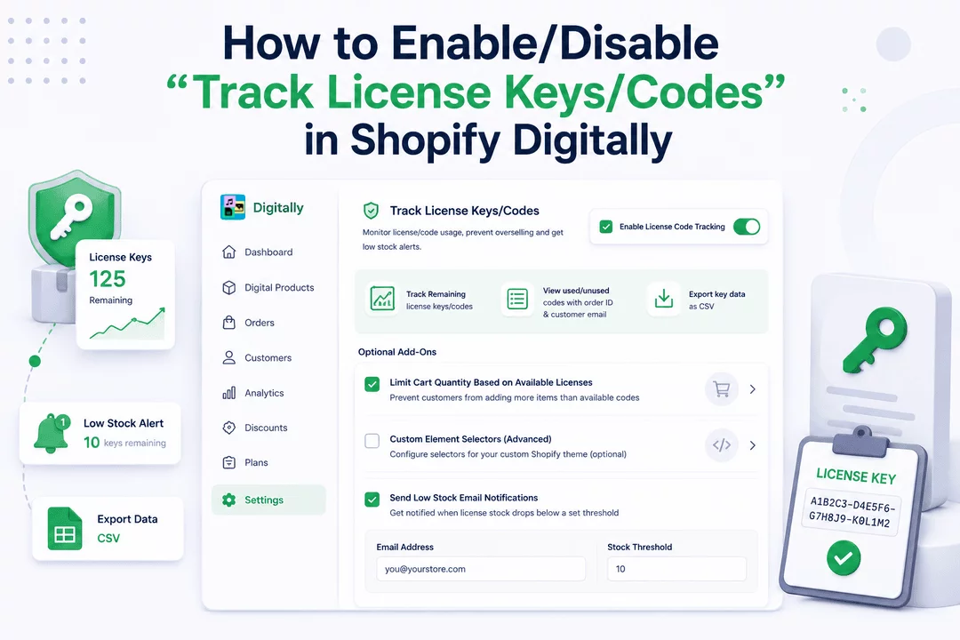 How to Enable/Disable “Track License Keys/Codes” in Shopify Digitally